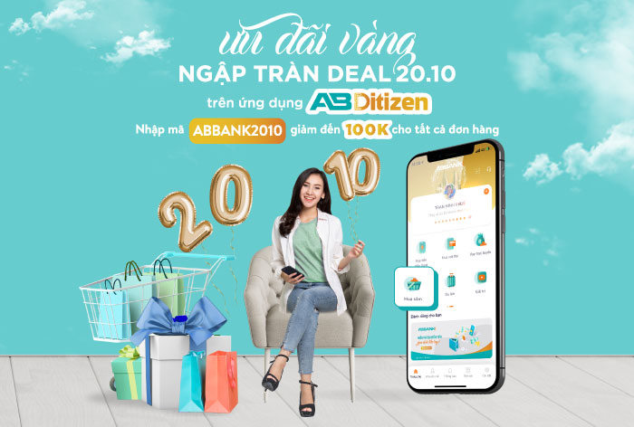 Nhận ngay ưu đãi giảm giá đến 100k khi mua sắm trên ứng dụng AB Ditizen