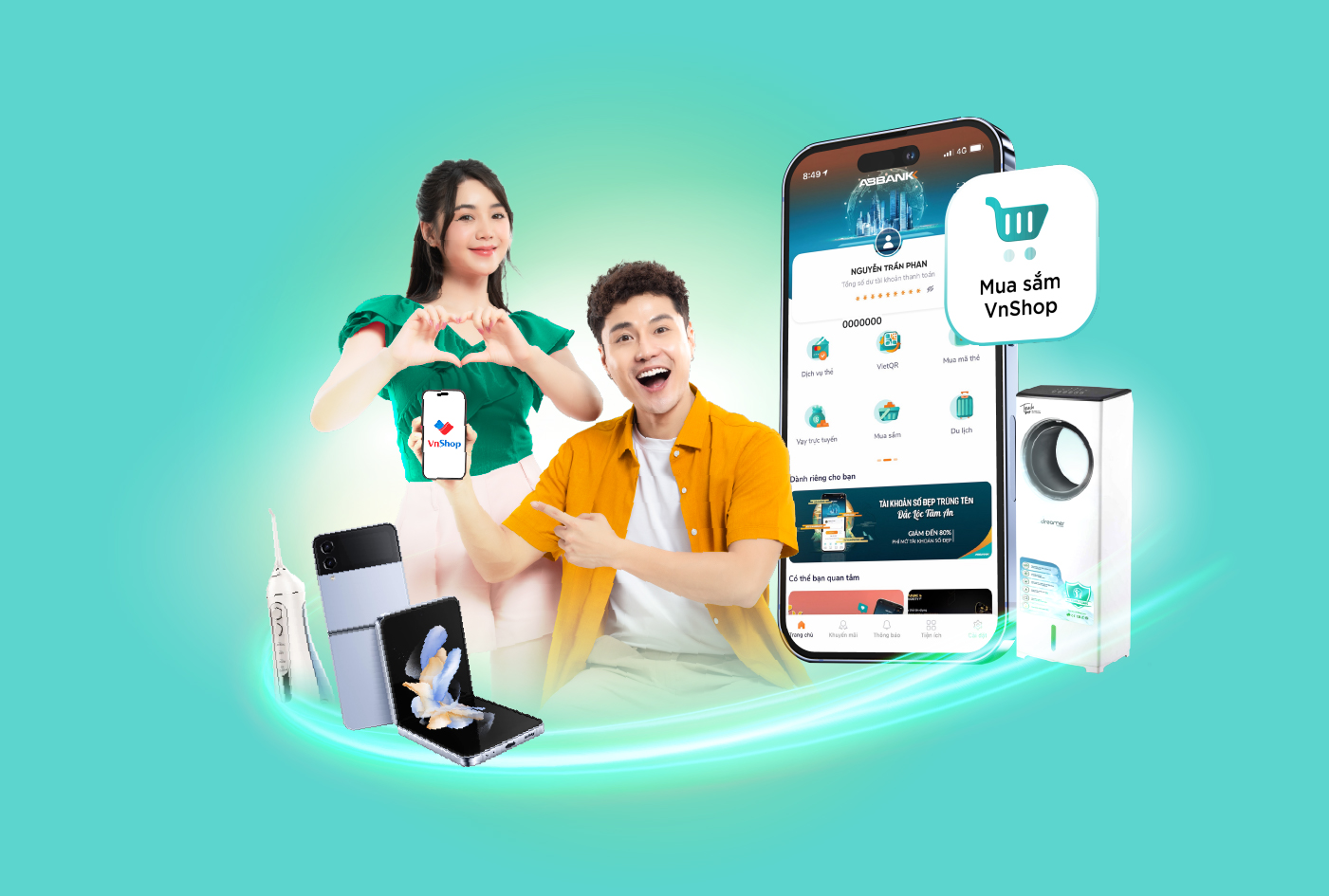  Khuyến mại tới 1 triệu đồng, giá sốc từ 9.000 đồng khi Mua sắm VnShop trên AB Ditizen.