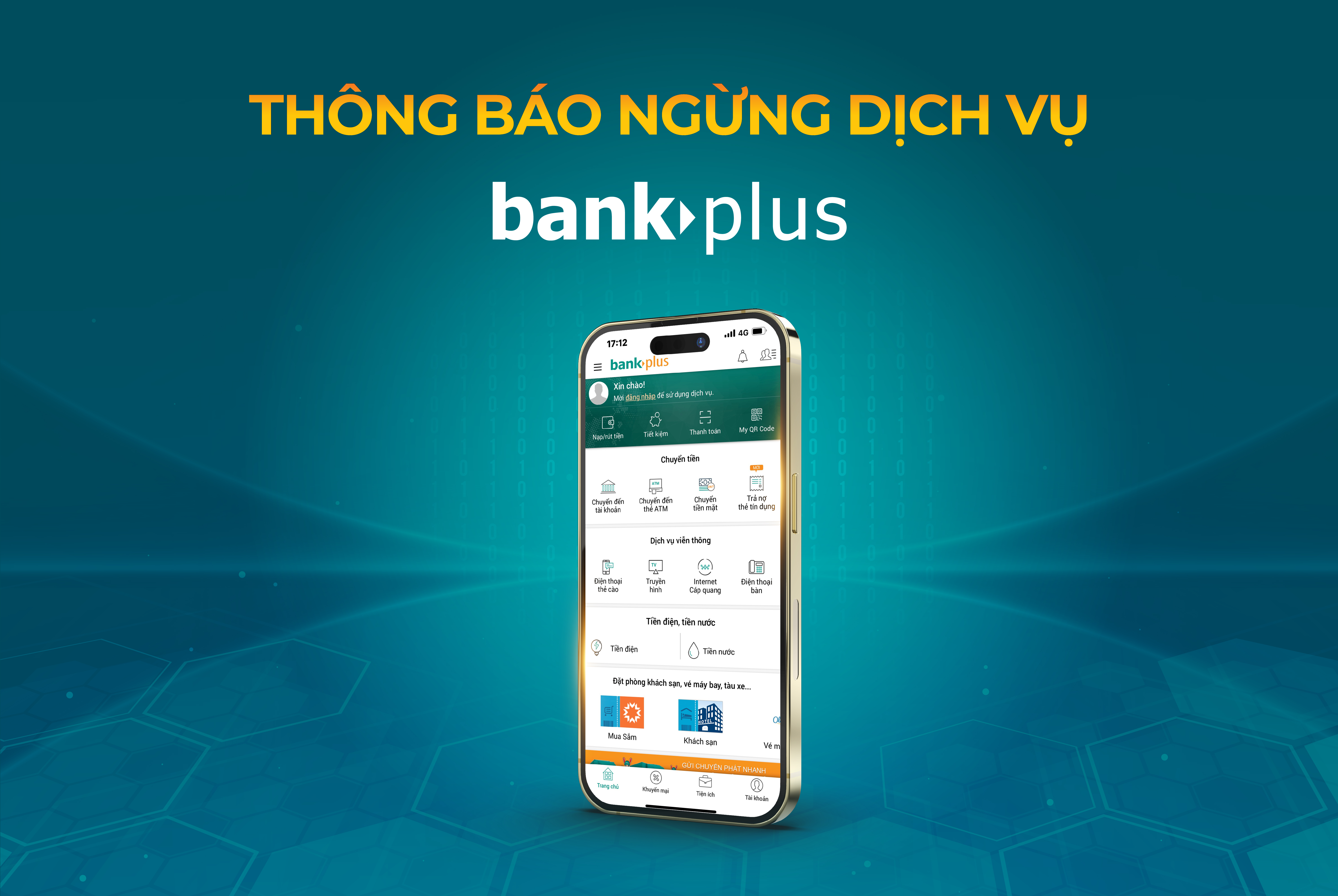 Thông báo dừng dịch vụ Bankplus từ ngày 01/06/2024
